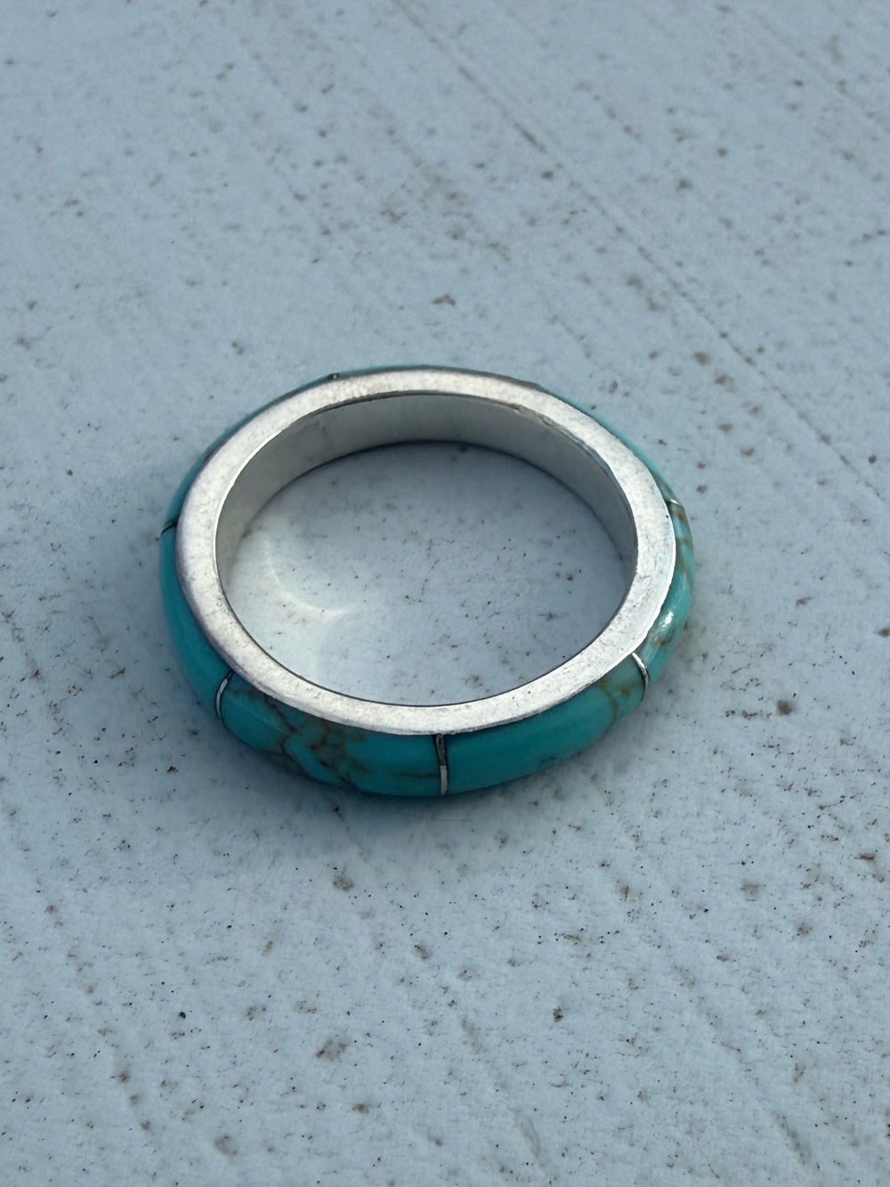 Sterling 925 Native Made Turquoise Inlay Size 9 Ring